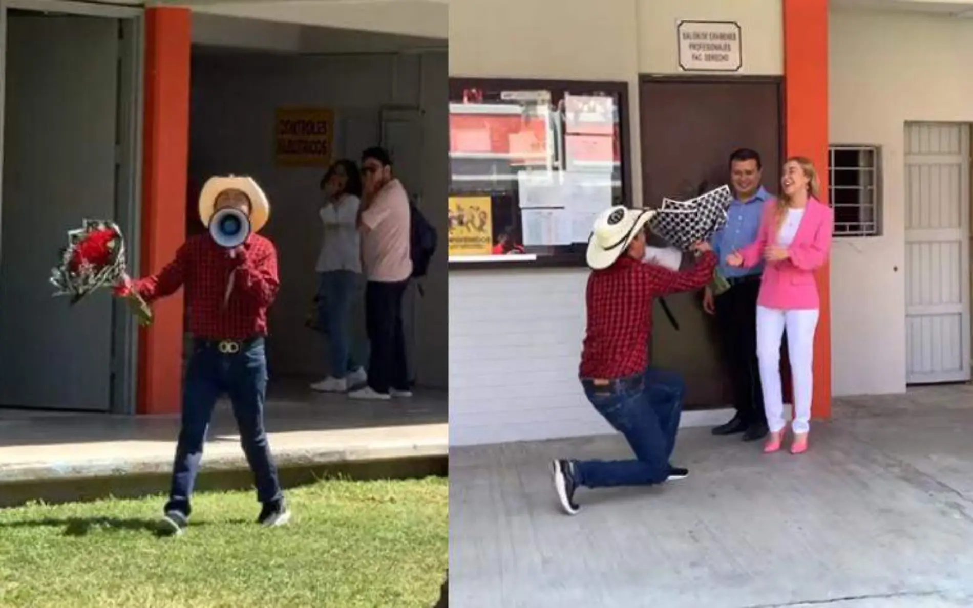 El montaje al estilo Flores El Patrón tuvo lugar en el campus de la UAT, ubicado en Tampico Captura de pantalla Facebook